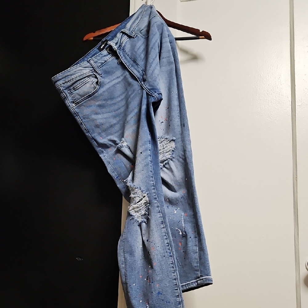 Zara Light Blue Distressed Boyfriend Jeans